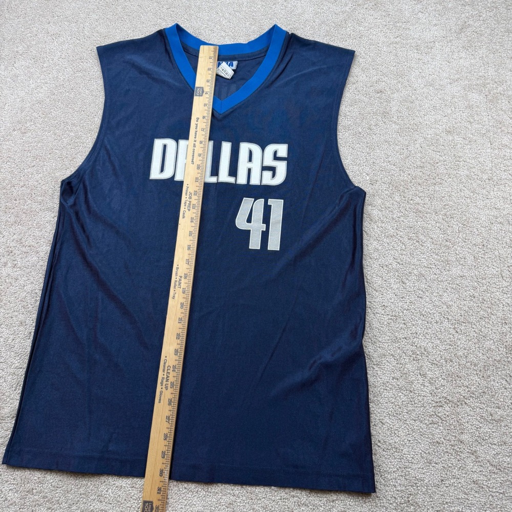 NBA Mens Large Basketball Jersey Navy Dallas Mavericks Dirk Nowitzki 41 - Picture 4 of 6
